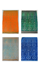 Paisley sequin design on a nude 4 way stretch mesh-prom-sold by the yard.