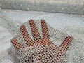 Fish Net Fabric Soft Stretch 45" Wide AB Iridescent Rhinestones-sold by The Yard.