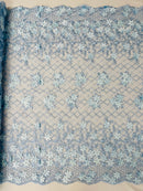 Lia 3d floral design embroider with pearls in a mesh lace-dresses-fashion-prom-sold by the yard