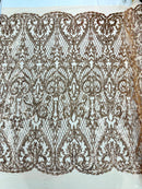 HEART DAMASK SEQUIN STRETCH MESH FABRIC (By The Yard)
