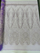 WING FEATHER DAMASK BEADED LACE (By The Yard)
