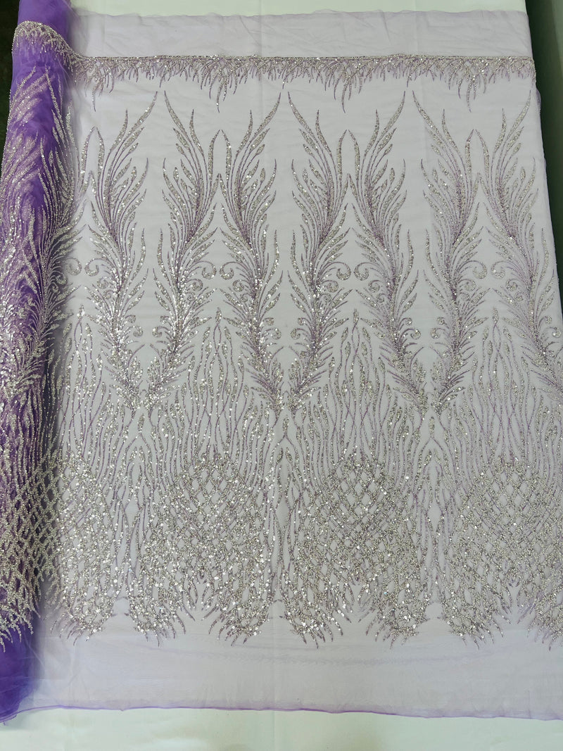 WING FEATHER DAMASK BEADED LACE (By The Yard)