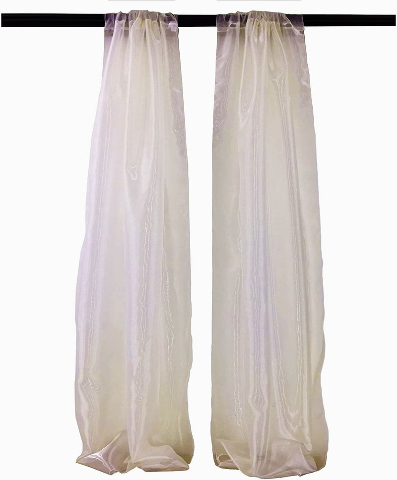 5 Feet Wide  x 9 Feet High, Polyester Sheer Mirror Organza Backdrop Drape, Curtain Panels, Room Divider, 1 Pair.