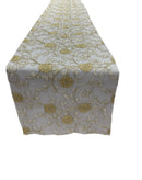 12" Wide x 90" Long Metallic Embroidery Lace Table Runner Wedding Decoration