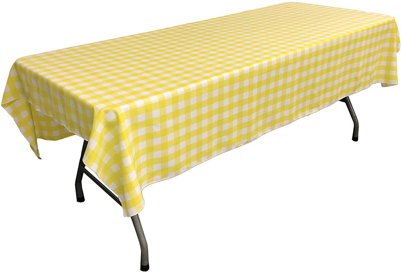 60" Wide x 102" Long Rectangular Polyester Poplin Gingham Checkered Tablecloth