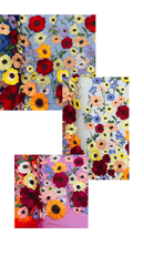 Multi color Sun flower 3d design embroider in a mesh lace - sold by the yard. - New Creations Fabric & Foam Inc