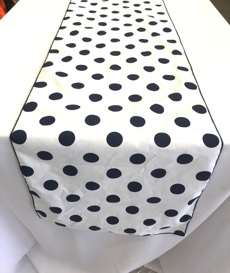 12" Wide x 120" Long, Polka Dot Print Broadcloth Poly Cotton Table Runner