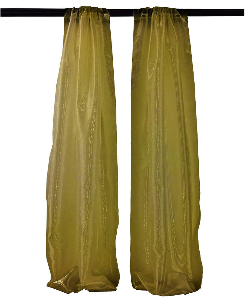 5 Feet Wide  x 9 Feet High, Polyester Sheer Mirror Organza Backdrop Drape, Curtain Panels, Room Divider, 1 Pair.