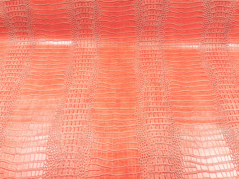 53/54" Wide Gator Fake Leather Upholstery, 3-D Crocodile Skin Texture Faux Leather PVC Vinyl Fabric By The Yard