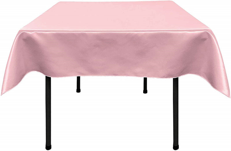 54" x 54" Square Polyester Bridal Satin Table Table Overlay, For a Small 42" Square Coffee Table  With 6" Drop