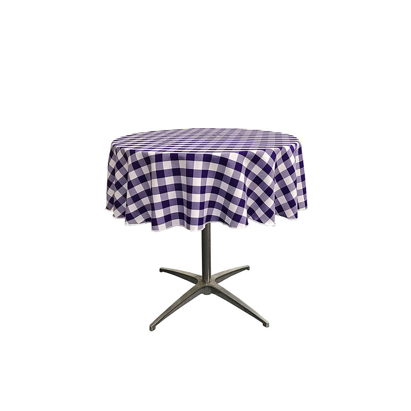 42" Round Tablecloth for 30" Round Small Coffee Table with 6" Drop, Polyester Checkered Gingham Plaid Table Overlay