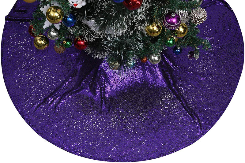 48" Round Decorative Sequins Tree Skirt for Christmas/Thanksgiving Day