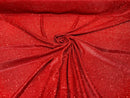 Red 58/60" Wide Full Glitter Covered Shimmer Fabric By The Yard - New Creations Fabric & Foam Inc