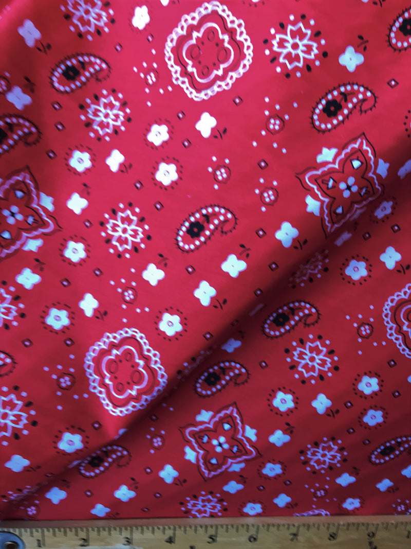 58/59" Wide 65% Polyester 35% Cotton, Good for Face Mask Covers,  Bandanna Print Fabric By The Yard