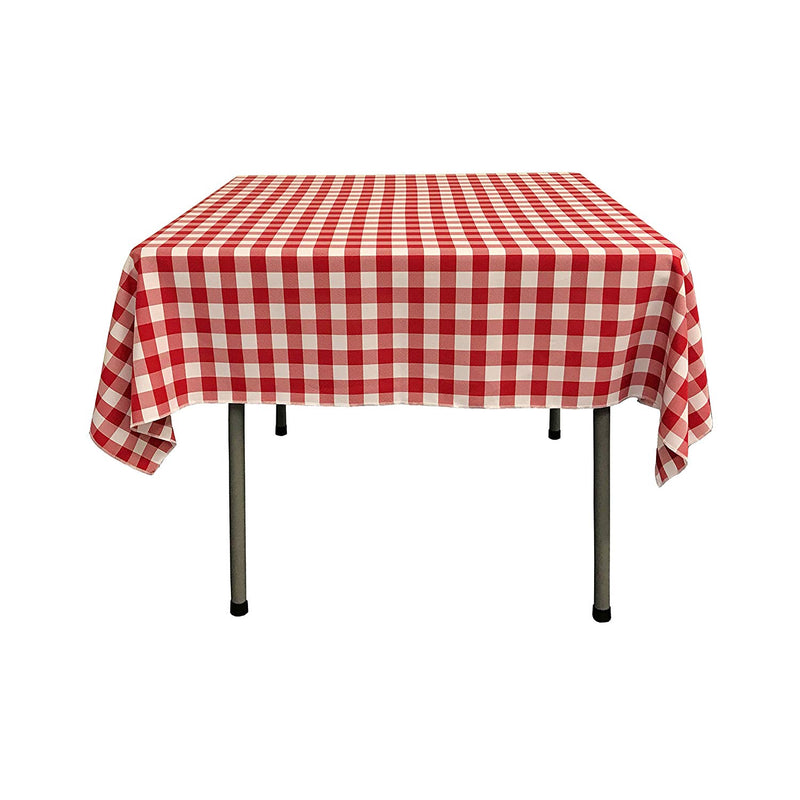 58" x 58" Square Tablecloth for 46" Square Small Coffee Table with 6" Drop, Polyester Checkered Gingham Plaid Table Overlay