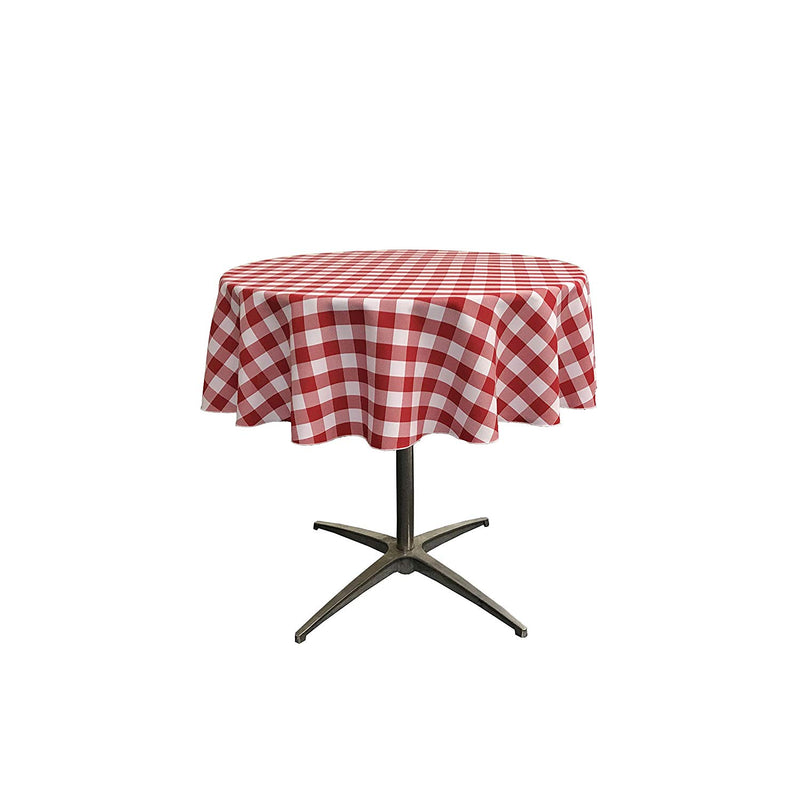 30" Round Tablecloth for 18" Round Small Coffee Table with 6" Drop, Polyester Checkered Gingham Plaid Table Overlay