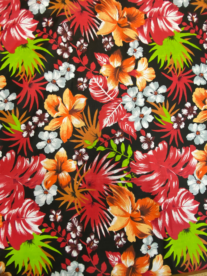 58/59" Wide 65% Polyester 35% Cotton, Good for Face Mask Covers, Hawaiian Print Fabric By The Yard