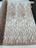 Root Vine Design Embroider and heavy beading on a mesh lace - sold by the yard. - New Creations Fabric & Foam Inc