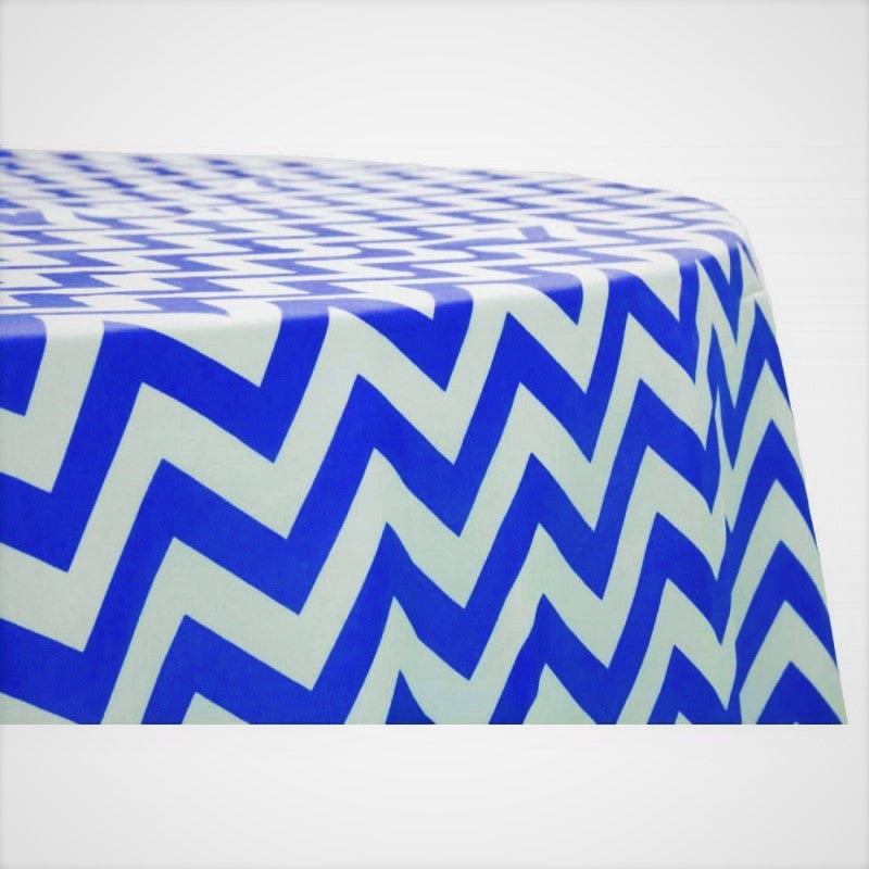 36" ROUND CHEVRON POLY COTTON TABLECLOTH