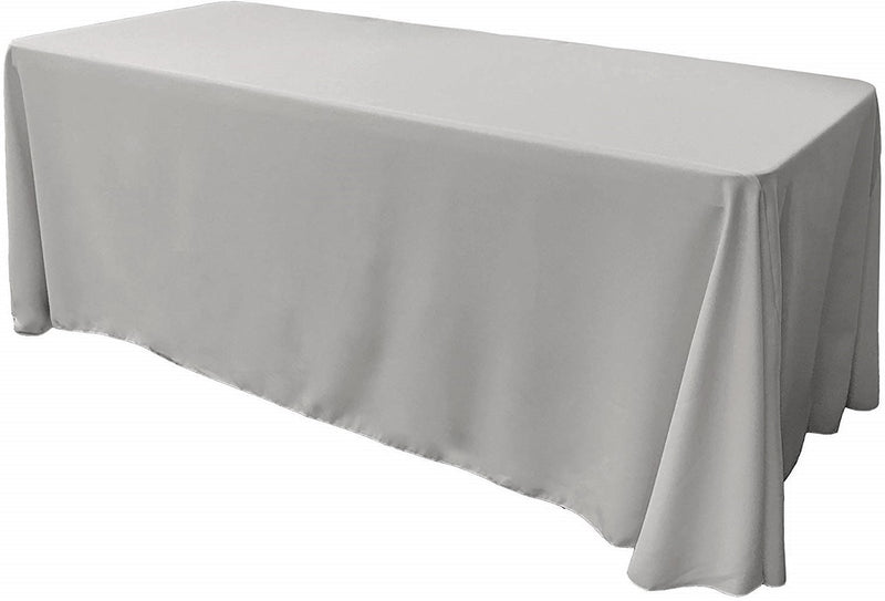 90" Wide by 132" Long Rectangular Polyester Poplin Seamless Tablecloth - Rounded Corners
