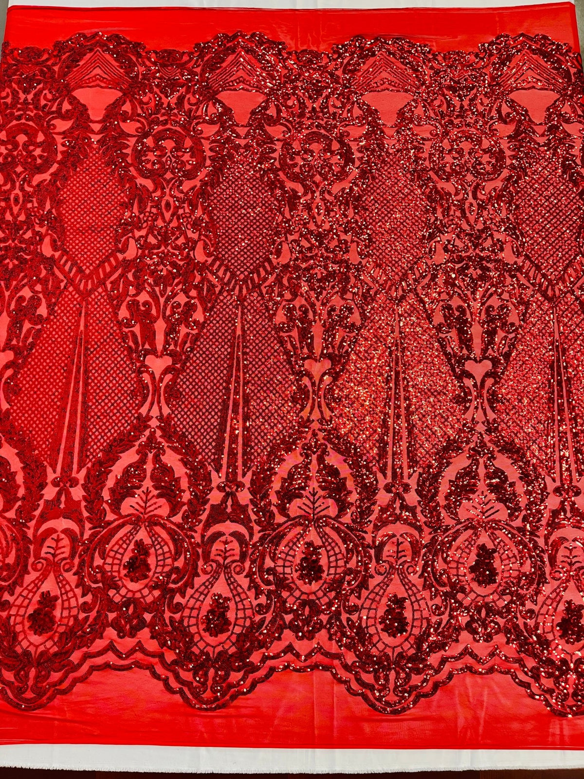 Small Damask Pattern Sequin Fabric 54” Wide| New Creations Fabric & Fo ...