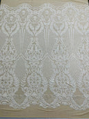 Small Damask Pattern Sequin Fabric 54” Wide| New Creations Fabric & Foam Inc. - New Creations Fabric & Foam Inc