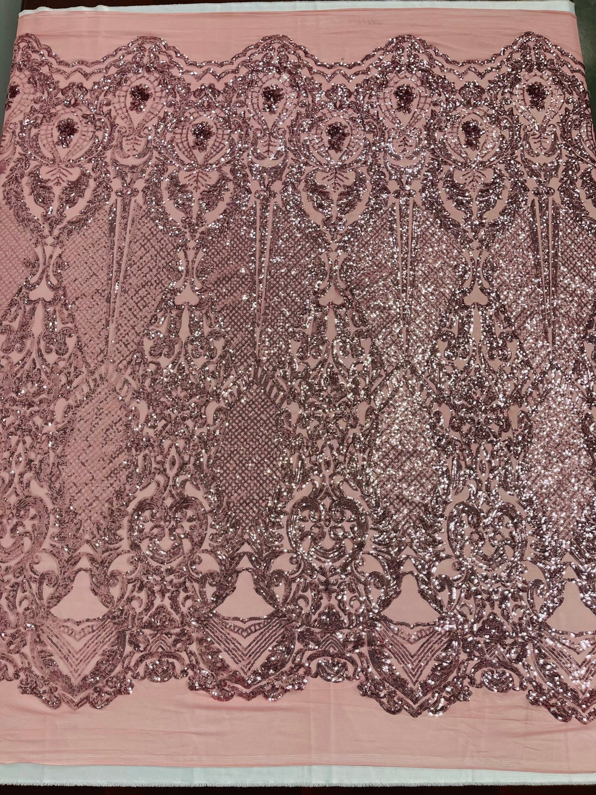 Small Damask Pattern Sequin Fabric 54” Wide| New Creations Fabric & Fo ...