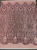 Small Damask Pattern Sequin Fabric 54” Wide| New Creations Fabric & Foam Inc. - New Creations Fabric & Foam Inc