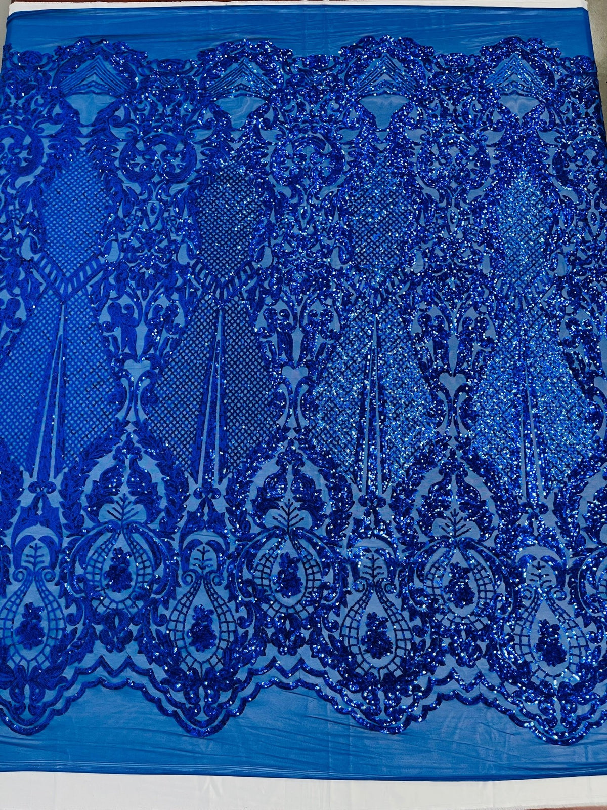 Small Damask Pattern Sequin Fabric 54” Wide| New Creations Fabric & Fo ...