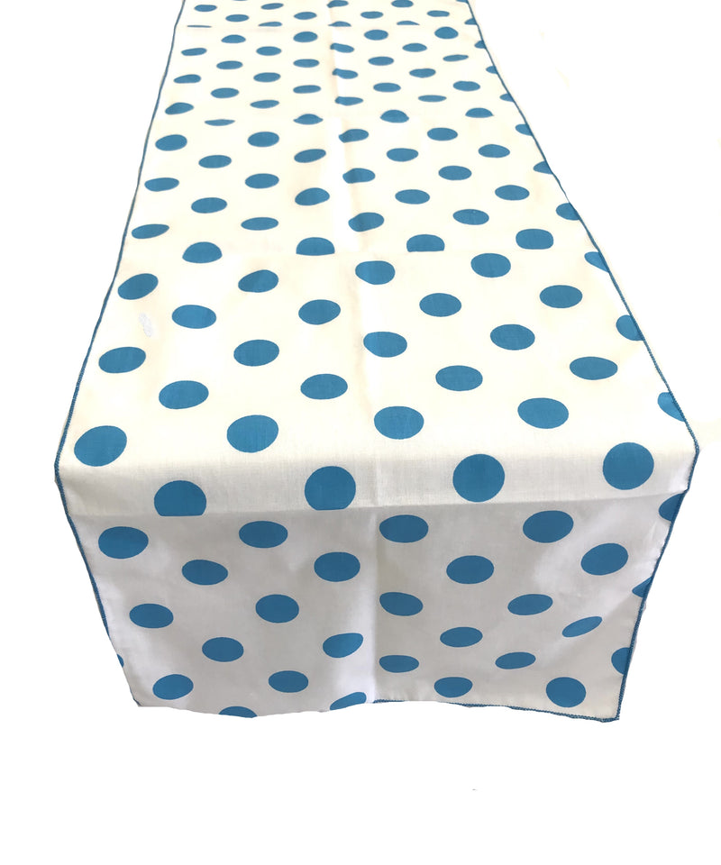 12" Wide x 90" Long, Polka Dot Print Broadcloth Poly Cotton Table Runner