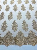 Valentina Floral embroider with sequins on a corded mesh lace fabric - sold by the yard. - New Creations Fabric & Foam Inc
