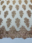 Valentina Floral embroider with sequins on a corded mesh lace fabric - sold by the yard. - New Creations Fabric & Foam Inc