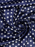 WHITE STARS SATIN (by the yard) - New Creations Fabric & Foam Inc