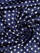 WHITE STARS SATIN (by the yard) - New Creations Fabric & Foam Inc