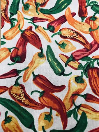 58/59" Wide Hot Chili Pepper Poly Cotton Print Fabric By The Yard