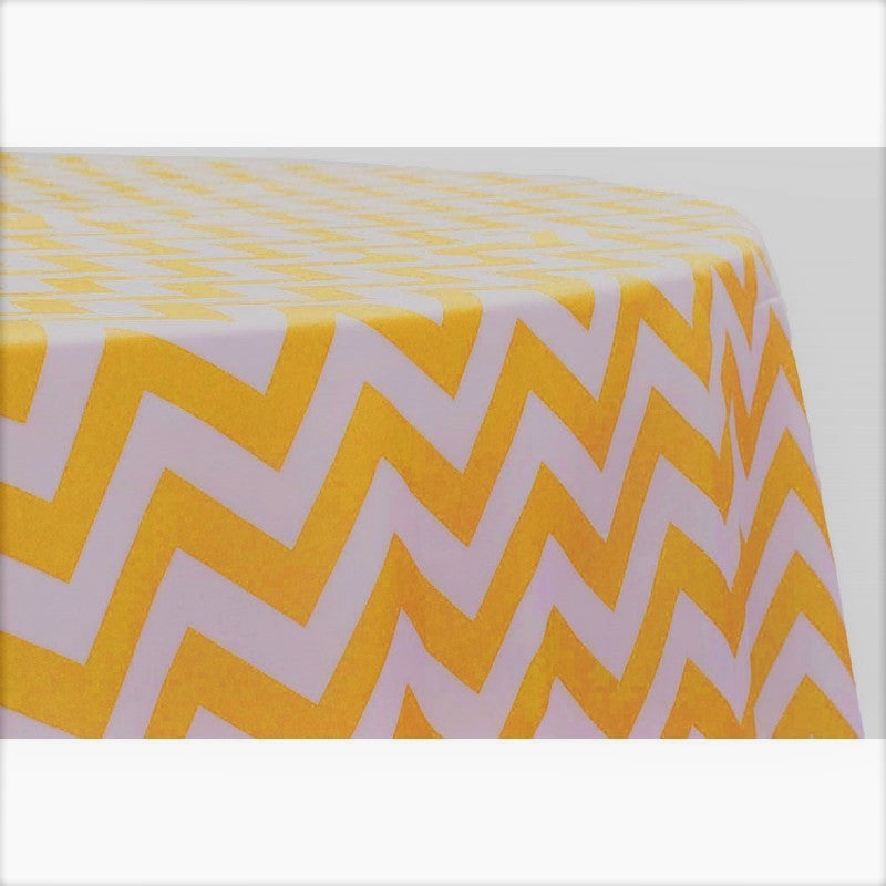 54" Round Chevron Poly/Cotton Tablecloth/Overlay for Small Round Coffee Table